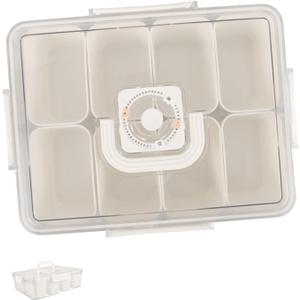DECHOUS Portable Compartment Snack Container with Handle and Lid Divided Dry Fruit and Nut Storage Box for Travel Picnic Party and Home Snack Organization