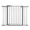BABELIO 26-40 Inch Easy Install Pressure Mounted Metal Baby Gate/Pet Gate, No Drilling, No Tools Required, with Wall Protectors and Extenders (Gray)