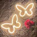 Butterfly Neon Signs for Wall Office Dorm Wedding Birthday Party Room Decor,Neon Butterfly Led Signs Butterfly Decorations for Teen Girls,USB or 3-AA Battery Powered,2Pack(Warm White)