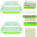 Legigo 2 Pack Seed Sprouter Trays with Lids- Soil-Free Cultivation Germination Tray, BPA Free Micro Greens Growing Trays Seed Sprouting Trays Kit with Germinating Paper for Wheatgrass, Beans and More