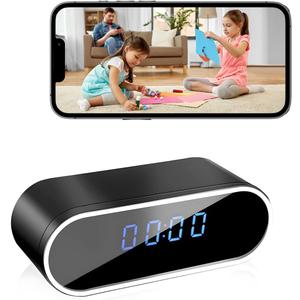 NJINALW Smart Clock Camera, WiFi HD 1080P Wireless Mini Camera with Night Vision, Motion Detection, and Remote Viewing, Nanny Cam for Baby/Elder/Pet Care, Home Indoor Security