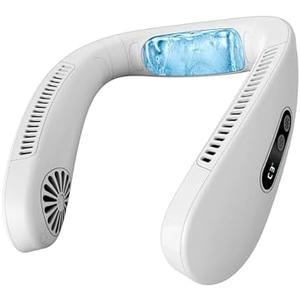 HIGO CoolMaster Ultra Neck Fan, Neck Air Conditioner, 2-in-1 Cooling Neck Fan Portable Rechargeable, Wearable Personal Fan, 5500mAh Large Battery, Ergonomic Design, Frost White