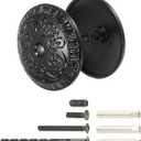 PATIKIL Door Hole Cover Plate 2 Inch Zinc Alloy Vintage Round Deadbolt Knob Hole Repair Cover Fits Doors 1-3/16" to 4-3/4" Thick for Hole Filling Decoration, Black