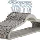 Amazon Basics Slim, Velvet, Non-Slip Suit Clothes Hangers, Gray/Silver - Pack of 30