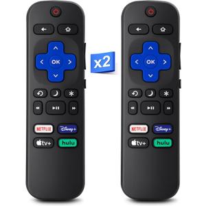 Replacement for Roku-TV-Remote, Compatible for Hisense/Onn/Sharp Roku Series Smart TVs, Pack of 2