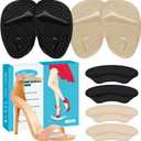 ZUCNANA Ball of Foot Cushions, Metatarsal Pads Women, Non Slip Heel Pads for Women Shoes Too Big (4 Pairs), Shoe Cushions Heel Grips Liner Prevent Blisters & Slipping (Beige+Black)