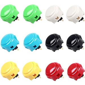 Sanwa 12 pcs OBSF-30 Original Push Button 30mm - for Arcade Jamma Video Game & Arcade Joystick Games Console (Color) - (Each Color of 2 Pcs) Use for Arcade Game Machine Cabinet S@NWA