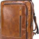 LANNSYNE Vintage Genuine Leather Backpack For Men, 2 in 1 Expandable Briefcase Fits 17'' Laptop Crossbody shoulder Bag Business/Travel Rucksack, One Size