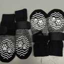 PUPTECK Anti Slip Dog Socks, Shoes with Grippers to Prevent Licking Hardwood Floors Traction, Rubber Boots & Paw Protectors for Small Medium Large Dogs Cold/Hot Pavement, Senior Dogs Booties Grey (Small (2 Pair))