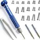 PTSLKHN Eye Glass Repairing Kit, S2 Steel Screwdriver with 15 Types of Screws, Precision Eyeglass Repair Tool Set (Blue 2in1-screws)