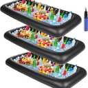Leitee 3 Pcs Inflatable Serving Bar 52 x 24 x 5'' Ice Buffet Serving Tray Drink Cooler with Drain Plug Inflatable Pool Bar for Party Food Drink Holders with a Hand Pump(Black)