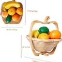 Foldable Bamboo Dried Fruit Basket Apple Shaped Collapsible Bread Nuts Baskets Candy Gifts Fruit Bowl Holder Wooden Snack Box for Kitchen Table