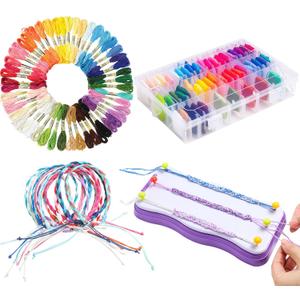 Wowangce Christmas Friendship Bracelet Making Kit for Gift Age 7-12 DIY Arts and Crafts Toys Charm Jewelry String Making Kit with 100 Colors Cotton Rope String Maker Tool Birthday Gifts for