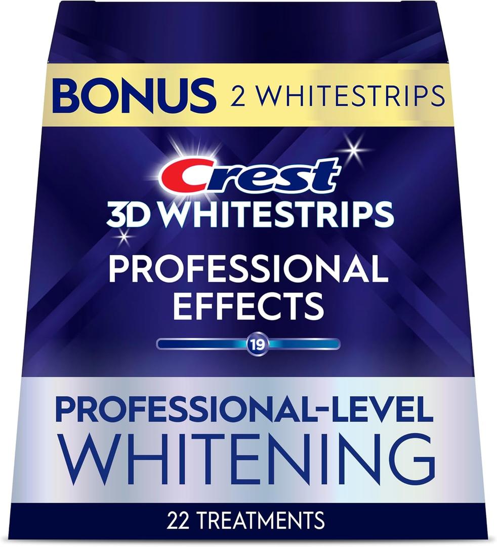Crest 3D Whitestrips Professional Effects  Teeth Whitening Kit, 22 Treatments (20 + 2 Bonus), Each with 1 Upper/1Lower, 44 Strips  Crest 3DWhite Teeth Whitening Strips