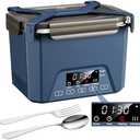 Cordless Electric Lunch Box, 1.2L Self Heating Lunch Box Battery Powered with Automatic Heating, BPA Free, Meal Prep Friendly (Blue)