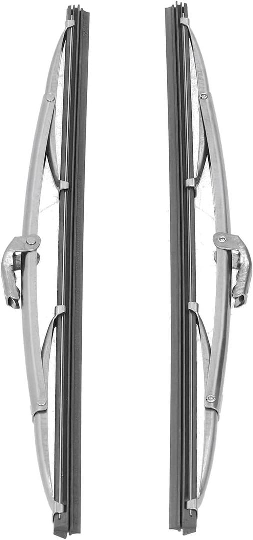 Wiper Blade Set,12in/30.48cm Front Windshield Wiper Blades Stainless Steel Polished Silver Universal for Car