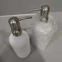 Emerson Glass Soap Dispenser Set - 16 Oz, 2-Pack with Pump and Labels for Kitchen and Bathroom (01  White / Bamboo Black)