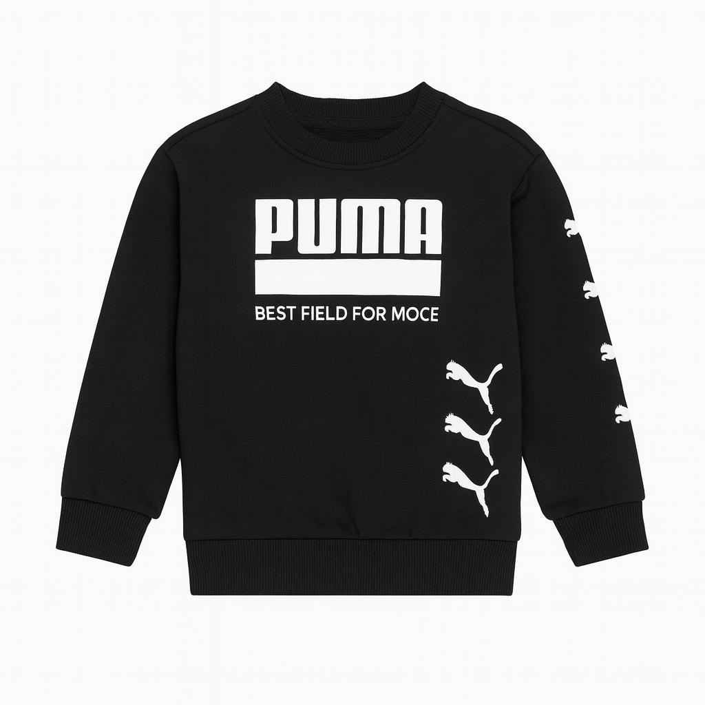 PUMA Kids Logo Crew Neck Sweatshirt Casual - Black, 116