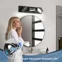 Vanity Lights for Bathroom, Matte Black Bathroom Light Fixtures Over Mirror, 3-Light Modern LED Wall Sconce Makeup Lighting, 350 Rotatable, Dimmable 6000K Cool White, Hardwired