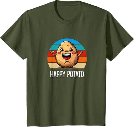 Happy Potato - T-Shirt Kids (Medium, Olive Green)