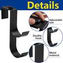 codree 2 Pcs Adjustable Pool Fence Hooks for Pool Equipment, Black Heavy Duty Fence Hooks for Pool Poles, Slipe-on Fence Hanger for Pool Hose Pool Skimmer, Fits 1.4 Inch to 3 Inch Railing