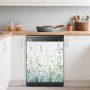 Watercolor Green Leaves Dishwasher Covers for The Front Magnetic,Spring Wildflower Refrigerator Magnets Decoration,Reusable Dishwasher Cover Panel for Home Kitchen Decor 23x26 Inch