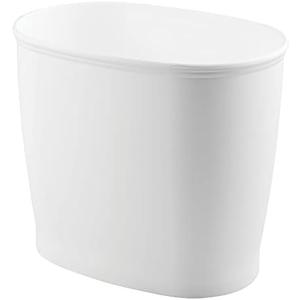 iDesign Slim Plastic Bathroom Trash Can, Small Garbage Bin for Bedroom, Office, Desk, Dorm, White