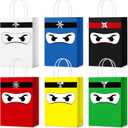 24 Pcs Ninja Gift Bags with Handles Ninja Birthday Party Decorations Party Favor Gift Supplies Candy Treat Goody Bags for Kids