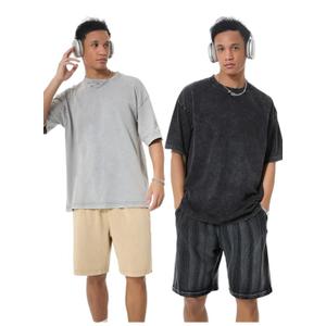 Oversized T Shirts for Men Vintage T Shirts Cotton Heavyweight Washed Loose Fit Short Sleeve Baggy Unisex Tee Tops, Small