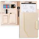 Toplive Padfolio Portfolio Case, Executive Business Padfolio with Document Sleeve, Letter/A4 Size Clipboard, Business Card Holders, Portfolio for Women & Men, Matte Gold