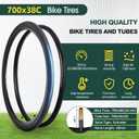 700C Bike Tires,700 x 38C (40-622) Bike Tire,Bicycle Tires and Tube Set with 48mm Schrader Valve,700x38c Road Bike Tires for 700 x 35C/36C/37C/38C/40C Bike Tires and Tubes,2 Tire Levers,2 Rim Strips