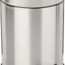 Amazon Basics Round Cylindrical Soft-Close Small Trash Can With Foot Pedal for Bathroom and small space, 5 liter/1.3 gallon, Brushed Stainless Steel