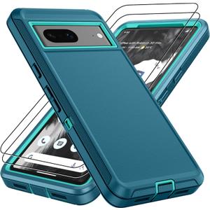 Pilaru for Google Pixel 7 Case,Pixel 7 Case with 2Pcs HD Screen Protector, Military Grade 3 in 1 Shockproof/Dustproof/Drop Proof Military Grade Protective Cover for Pixel 7-Green
