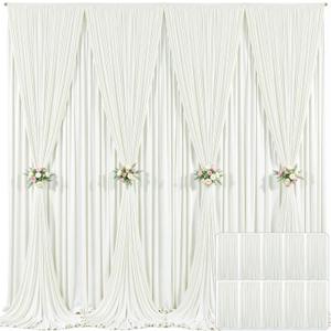 10 Panels Ivory Backdrop Curtain for Wedding Parties Wrinkle Free Ivory Photo Curtains Backdrop Drapes Fabric Decoration for Baby Shower Photography 5ft(W) x 10ft(H)"