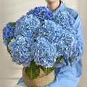 MARTINE MALL 4Pcs 21in Hydrangea Artificial Flowers, Latex Real Touch Hydrangeas Lifelike Large Hydrangea Flowers for Home Decor Party Arrangements Wedding Bouquets Centerpieces (Dark Blue)