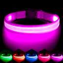 VIZPET LED Dog Collar, Light Up Dog Collar Adjustable USB Rechargeable Super Bright Safety Light Glowing Collars for Dogs (Purple, X-Large[22.83-27.55 inch/58-70cm])
