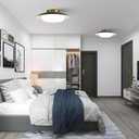 15.7 in Mid Century Modern Led Large Ceiling Light Fixture,36W Bright Matte White Gold Mcm Semi Flush Mount Hallway Light Fixtures Close to Ceiling Lamp for Kitchen Master Bedroom(Cool White 5000K)