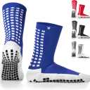 LUX Anti Slip Soccer Knee Socks,Non Slip Football/Basketball/Hockey Sports Grip Socks Blue