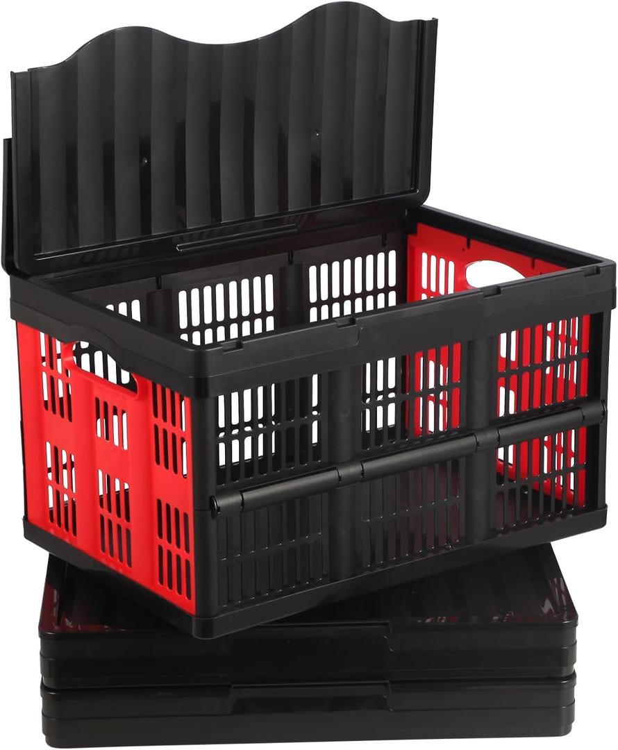 Collapsible Storage Bins,Collapsible Crates Basket | for Storage, Plastic Stackable Containers Heavy Duty Folding Crates