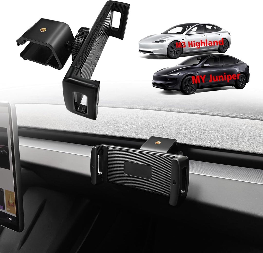 BestEvMod Dashboard Car 1/4 Screw Mount Phone Holder Tablet Mag Safe Compatible with Refreshed Tesla Model Y Juniper Model 3 Highland fits for All Phones & Android 360° Adjustable (Tablet Holder)