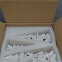 Nuogo 3 Pcs Lighted Ceramic Christmas Tree Decorations White Ceramic Christmas Table Centerpiece Porcelain Xmas Tree Figurines for Xmas Tabletop Home Decor Gifts