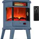 RealSmart Electric Fireplace Heater 22 in Freestanding Fireplace Stove Infrared Fireplace with 3D Flame Effect Remoted Control, Timer, Overheating Protection (Blue)