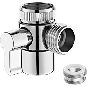 G1/2 Shower Diverter Valve 3 Way Kitchen Tap Diverter,3 Way T-Adapter Shower Head Diverter Valve for Bath Mixer Tap,Shower Attachment,Universal Sink M22 M24 Adapter Zinc Alloy(COLOR:Silver)