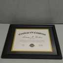 8.5x11 Diploma Frame with Black Gold Double Mats, 11x14 Picture Frame Matted for 8.5 by 11 Document, Wall & Tabletop Display Certificate Frame with Tempered Real Glass, Black