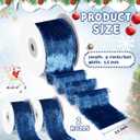 Hotop 12 Yards Frayed Velvet Ribbon, Blue 1.5 Inch Raw Edge Silk Velvet Ribbon Wide Handmade Fringe Fabric Ribbon for Gift Wrapping Bow Making DIY Crafts Party Decoration