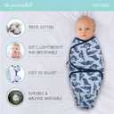 The Peanutshell Baby Swaddle Blankets Set of 3 - Baby Boy Sleep Sack for Newborn, Newborns Sack 0-3, 3-6 Month Swaddles, Soft & Breathable Cotton - Blue Dinosaur (M/L)