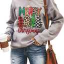RETSUGO Womens Merry Christmas Sweatshirt Funny Christmas Tree Truck Graphic Pullover Casual Blouse Tops (X-Large)