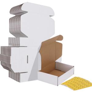 HORLIMER 40 Pack 7x5x2 Shipping Boxes, White Corrugated Cardboard Box for Mailing, Packaging, Small Business
