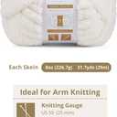 Crafted By Catherine Chunky Chenille Yarn - 2 Pack (8 oz / 227 g, 31.7 Yards Each Skein), Ivory, Gauge 7 Jumbo