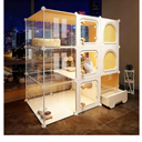 Transparent Indoor Cat Cage with Litter Box Multi-Tier Cat Enclosure Detachable Pet Playpen with Platforms, Ideal for 1–3 Cats, Small Animals(105 * 45 * 105cm)